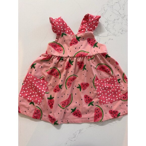 Little Millie Baby Dress 12 Month Watermelon Polkadot Pockets Ruffle Spring Pink - Picture 1 of 5